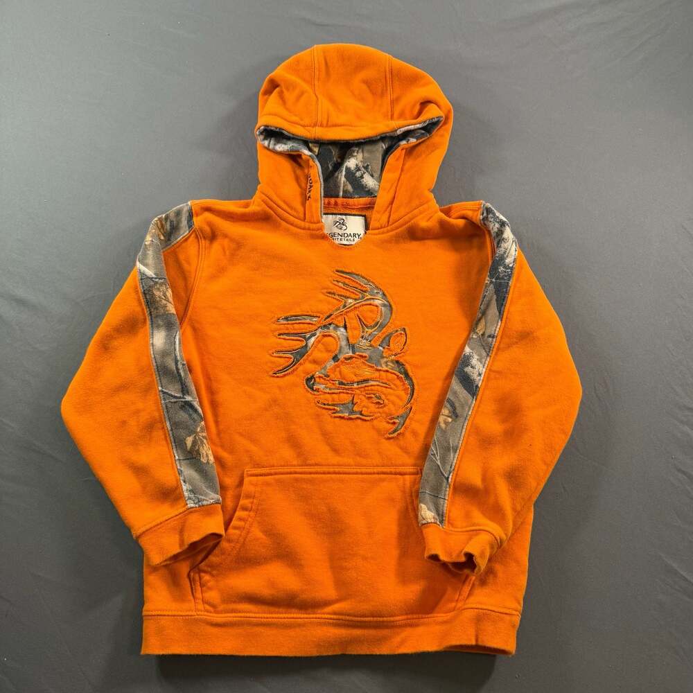 Legendary Whitetails Boys S 6/8 Orange Camo Deer Hunting Hoodie Pullover